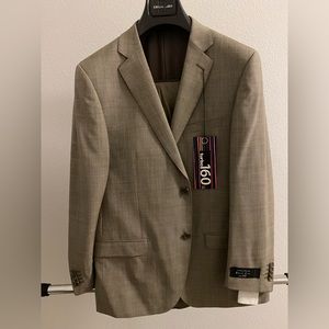 NWT Emilio Ciro Turbo 160 Mens Tan Suit w/ Un-hemmed Pant Size 42S 36W